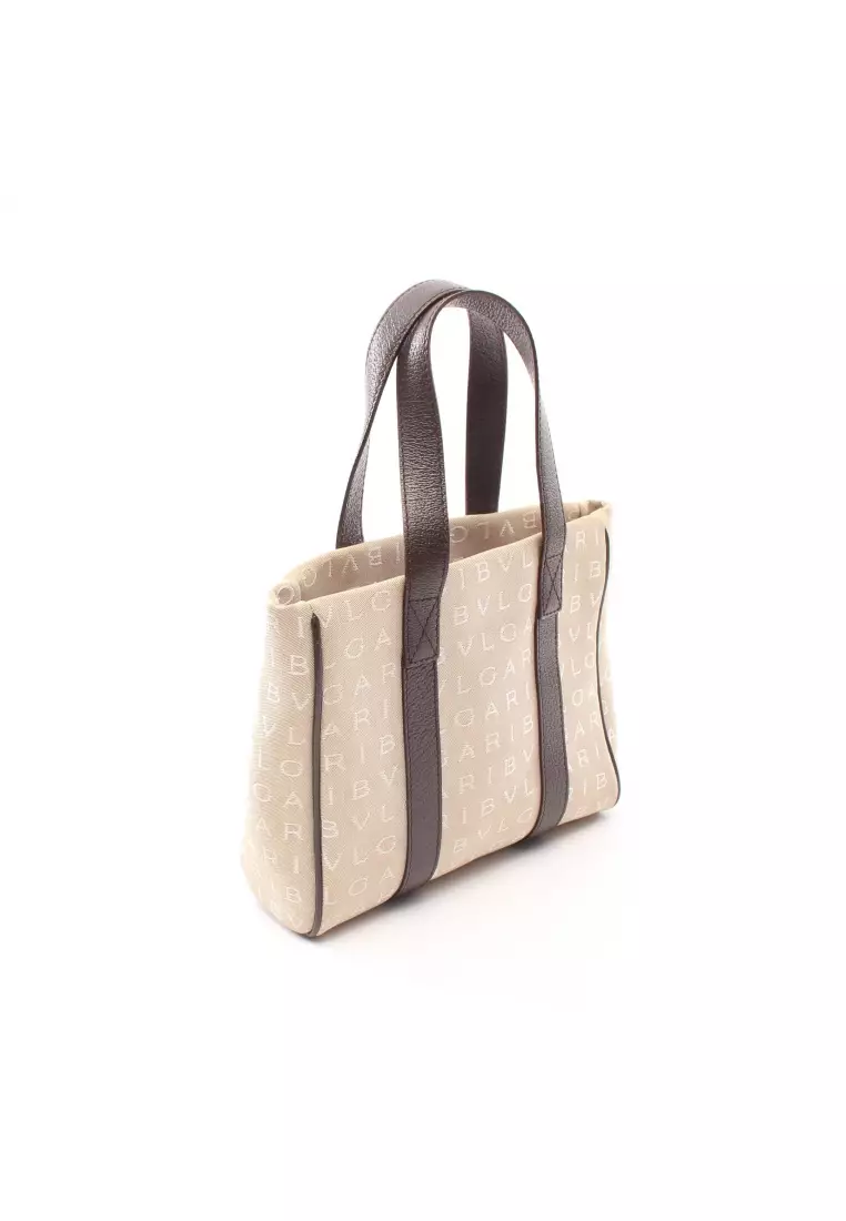 Buy BVLGARI Pre loved Bvlgari logomania Handbag canvas leather