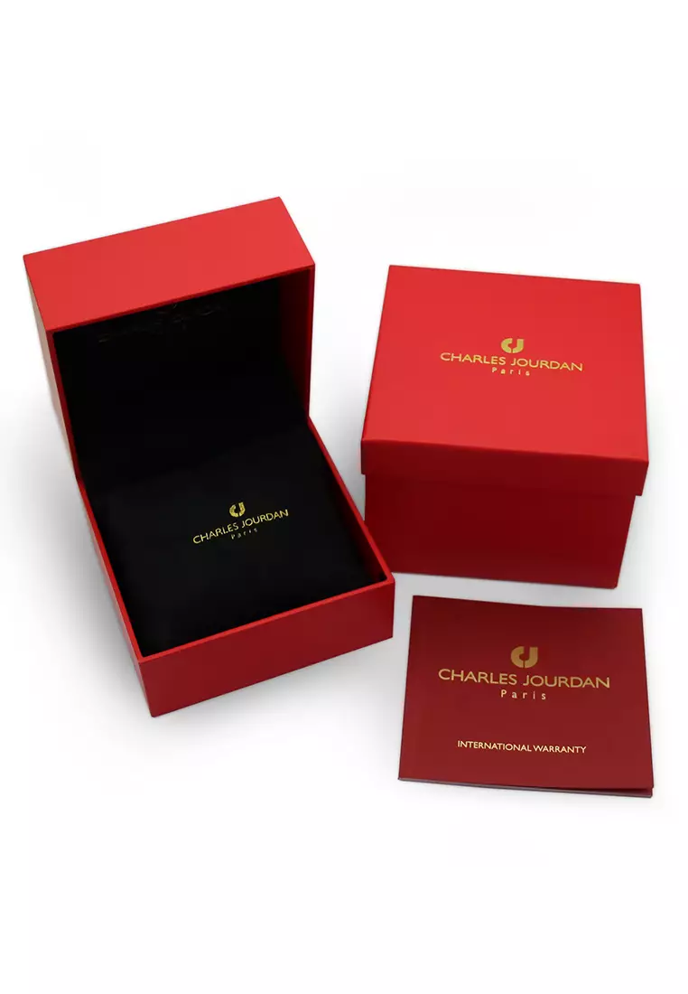 Charles Jourdan - Male Analog Watches - Jam Tangan Analog Pria - Rosegold - Blue Leather Strap - CJ1053-1582M