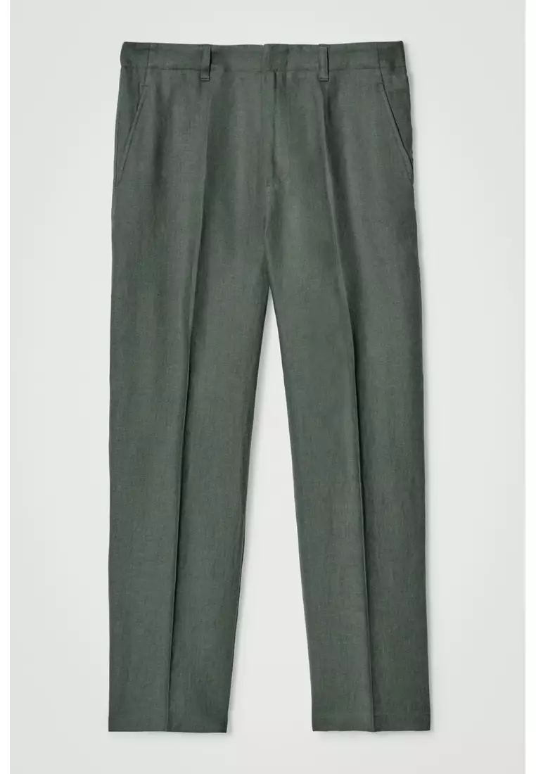 RELAXED LINEN TAPERED TROUSERS