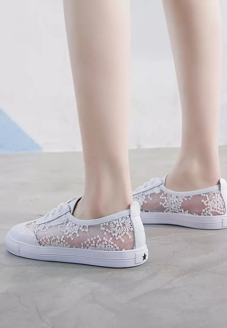 Comfortable Lace Stitched Leather Sneakers RX12967
