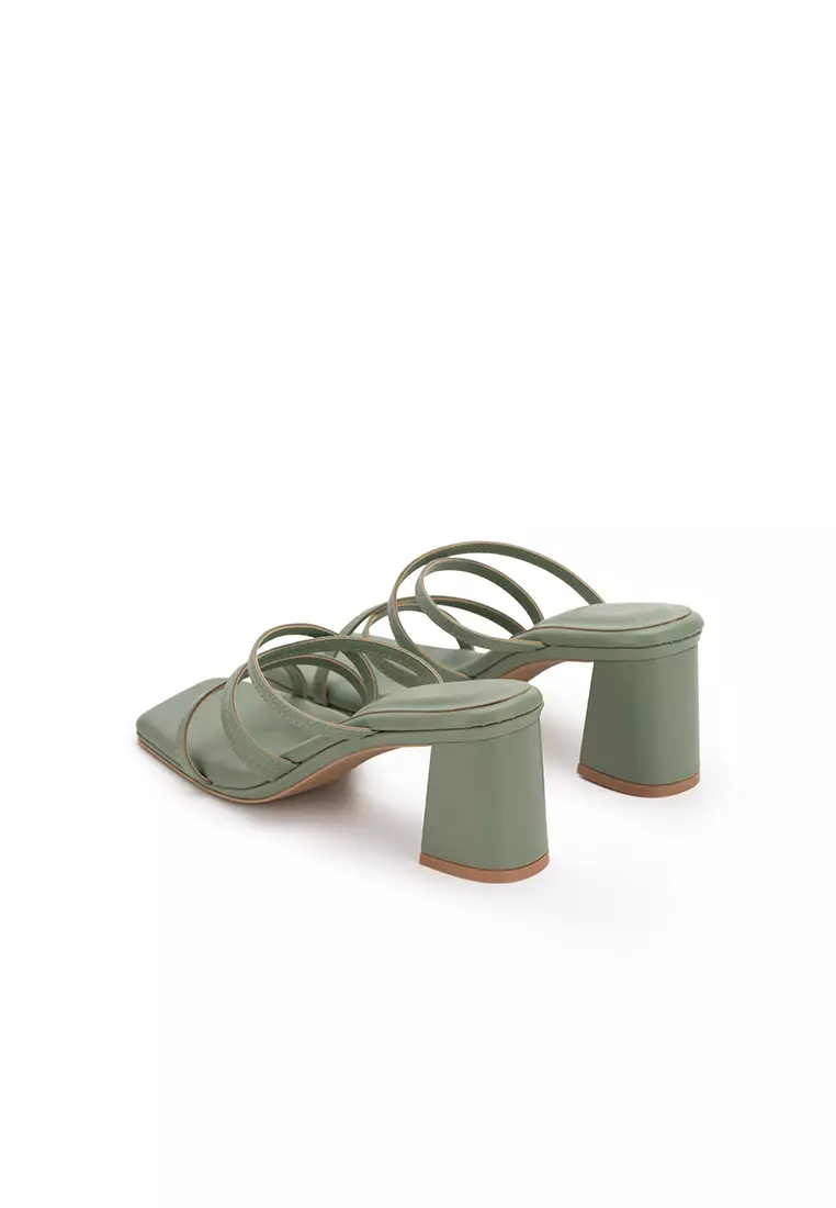 CLOUDFOAM MULTI-STRAP BLOCK HEEL SLIDES方頭踝帶粗跟拖鞋