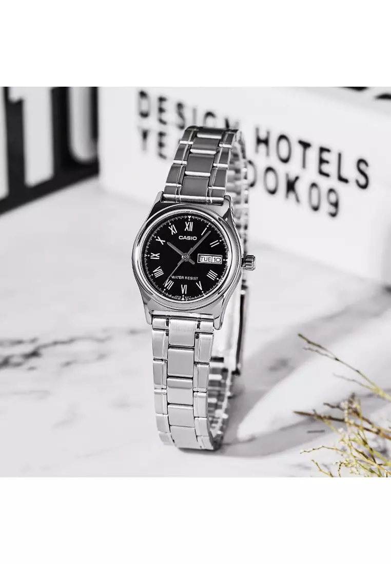 Couple's Analog Watch MTP/LTP-V006D-1B Silver Stainless Steel Band Pair Watch