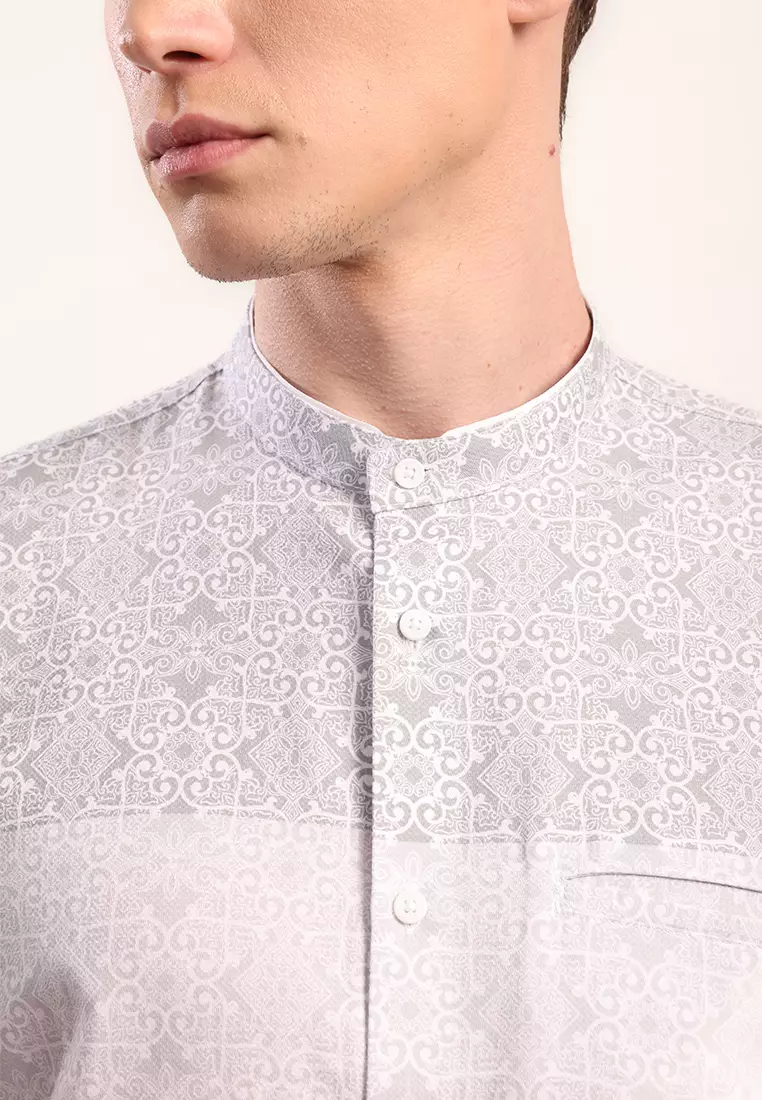 MOC Kemeja Koko Lengan Pendek Pria Ikram - Grey