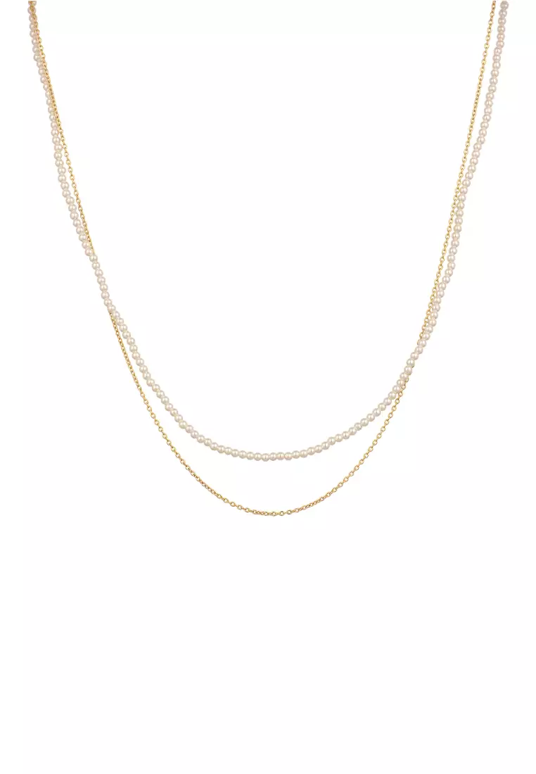 Necklace Set Shell Pearls Basic Chain Gold Plated