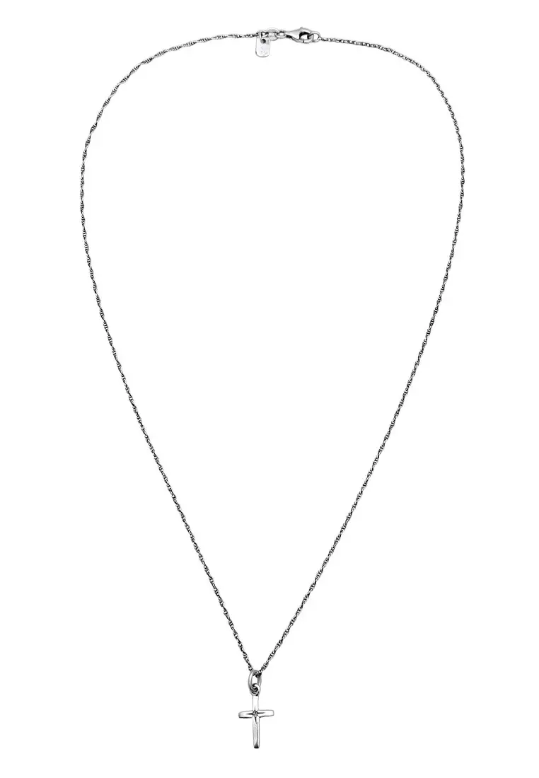 EXCLUSIVE Kalung Perhiasan Perak 925 Pria Cross Twisted Link Chain