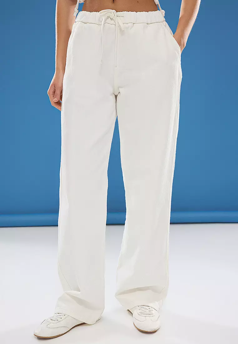 Buy Trendyol Casual Wide Leg Trousers In Brown | 6thStreet UAE