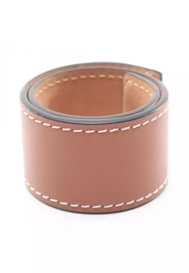 Pre-Loved LOEWE Anagram Slap Small bracelet leather Brown