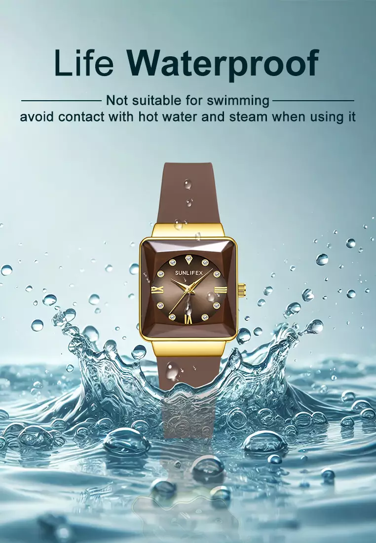 Jam Tangan Wanita Original Korea Fashion Tali Silikon Jam Tangan Cewek Analog 7727L brown
