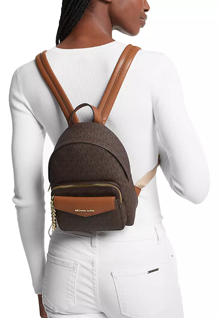 brown michael kors backpack purse