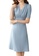OUNIXUE blue Elegant V-Neck Solid Color Dress C887FAA4FE89F7GS_1