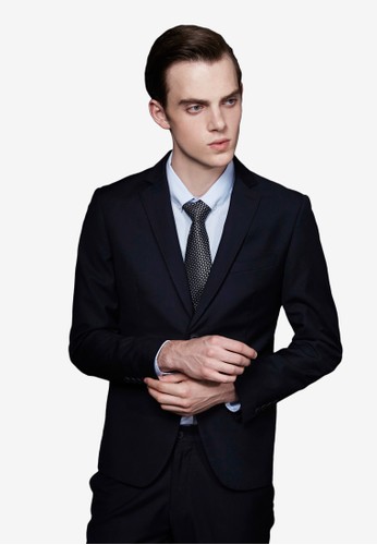 質感型男。修身版型。縫線設計商務esprit地址西裝外套-11020-深藍色, 服飾, 外套