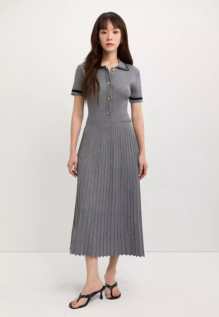 Pleated Polo Dress