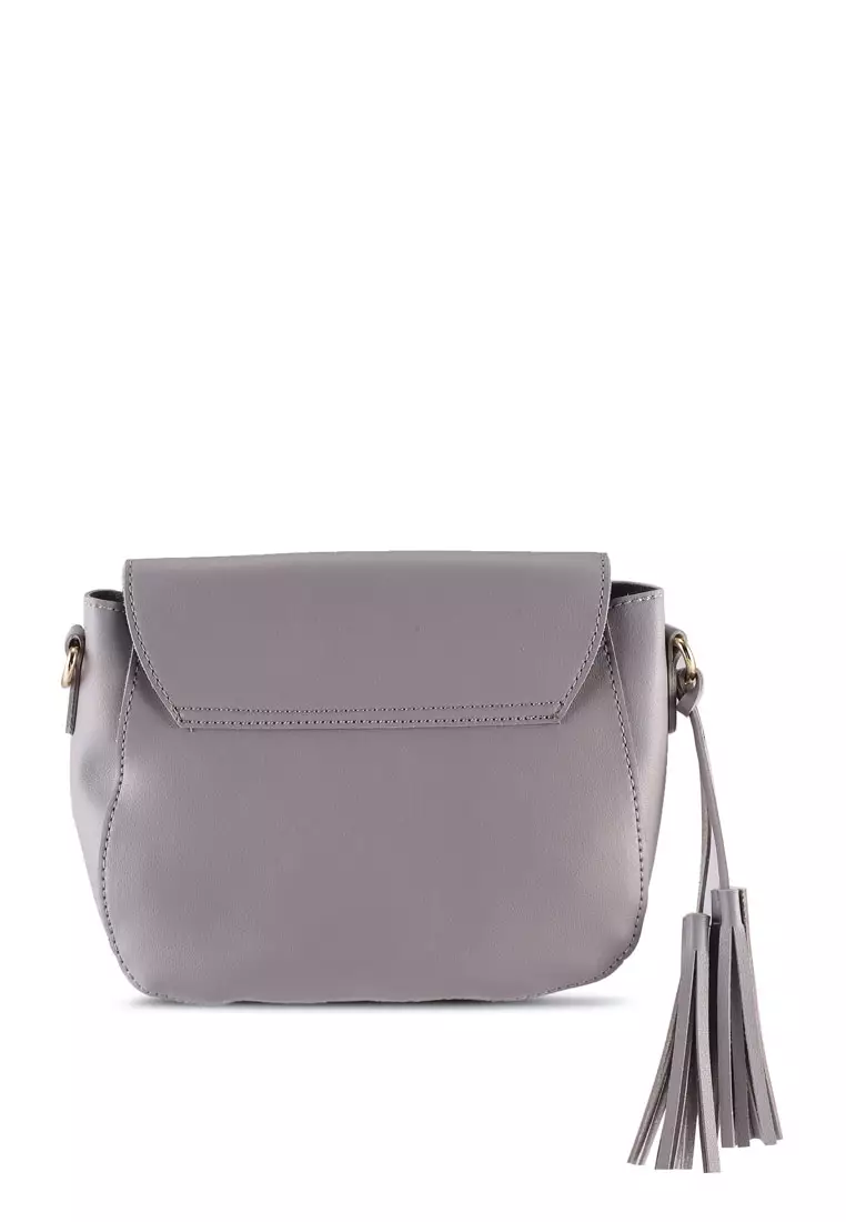 Faux Leather Sling Bag With Tassel