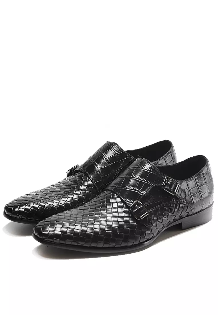 Braided crocodile double-button monk Footwear