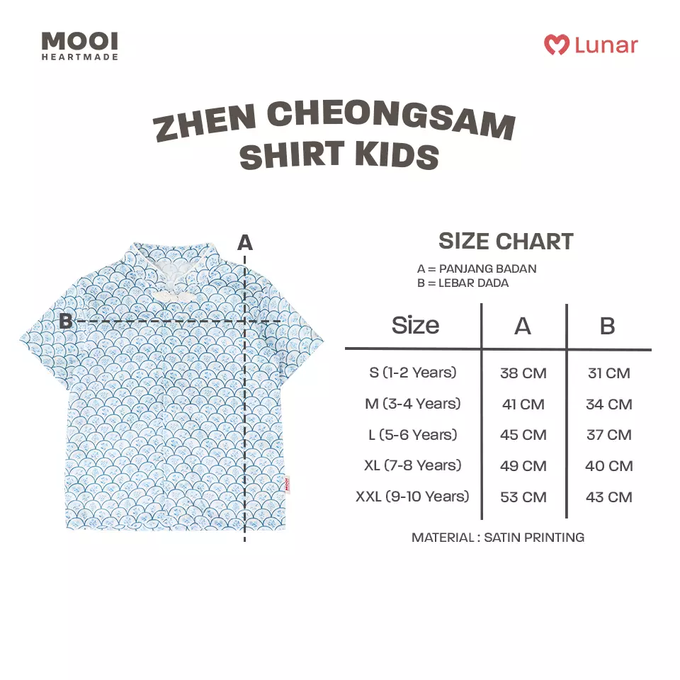 Mooi Kemeja Anak Laki-Laki Lunar Collection Zhen Cheongsam Shirt - Scallop Blue