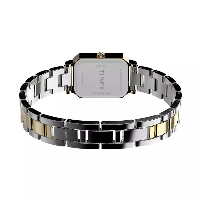 Jam Tangan Wanita Timex Dress TW2Y01300 Ladies White Analog Dial Dual Tone Stainless Steel Strap
