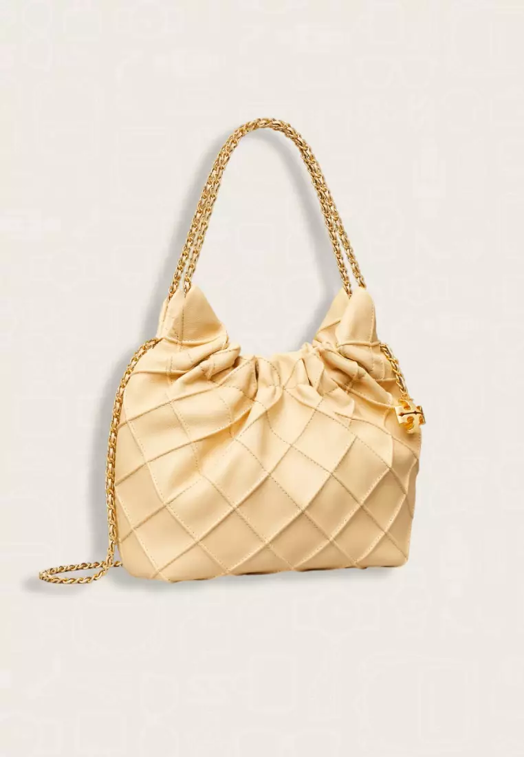 Tory Burch Mini Fleming Soft Hobo Bag Vanilla Soft Serve