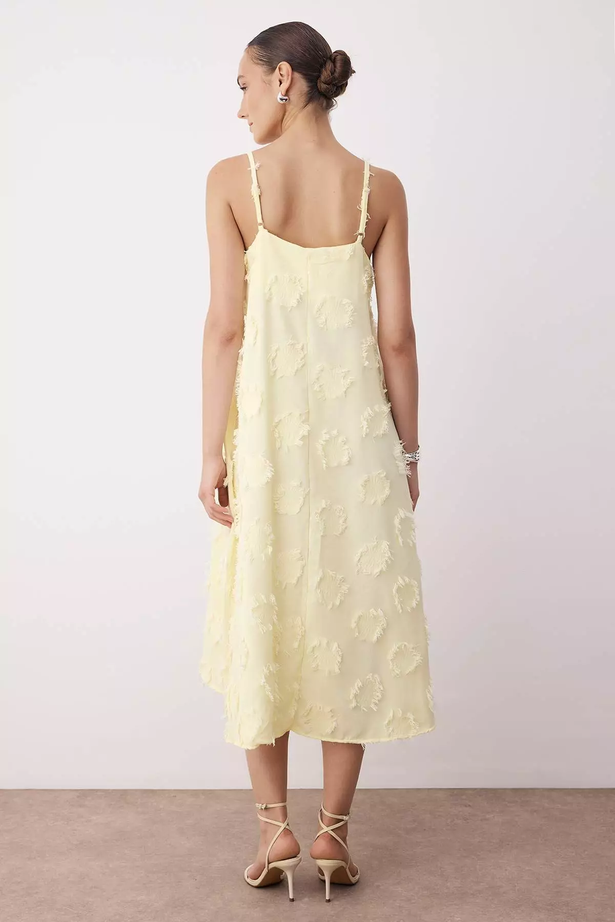 Yellow Plain Midi Woven Dress Twoss25El00905