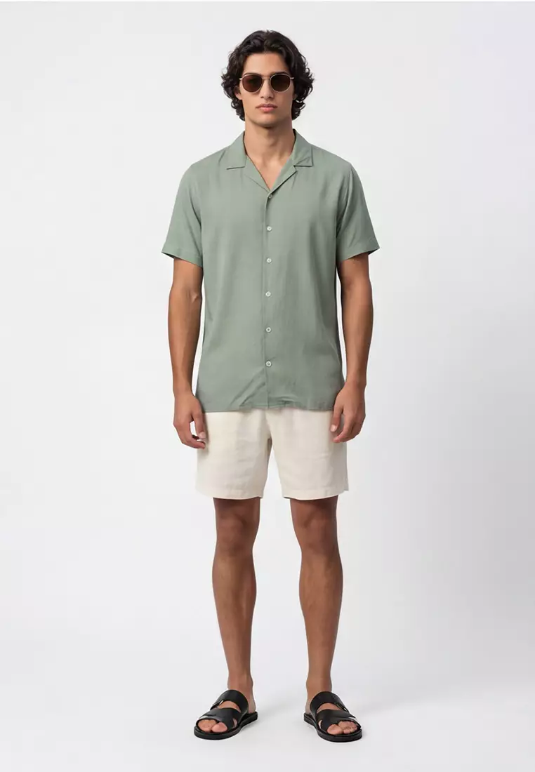 Cuban Viscose Light Sage Green Casual Shirt