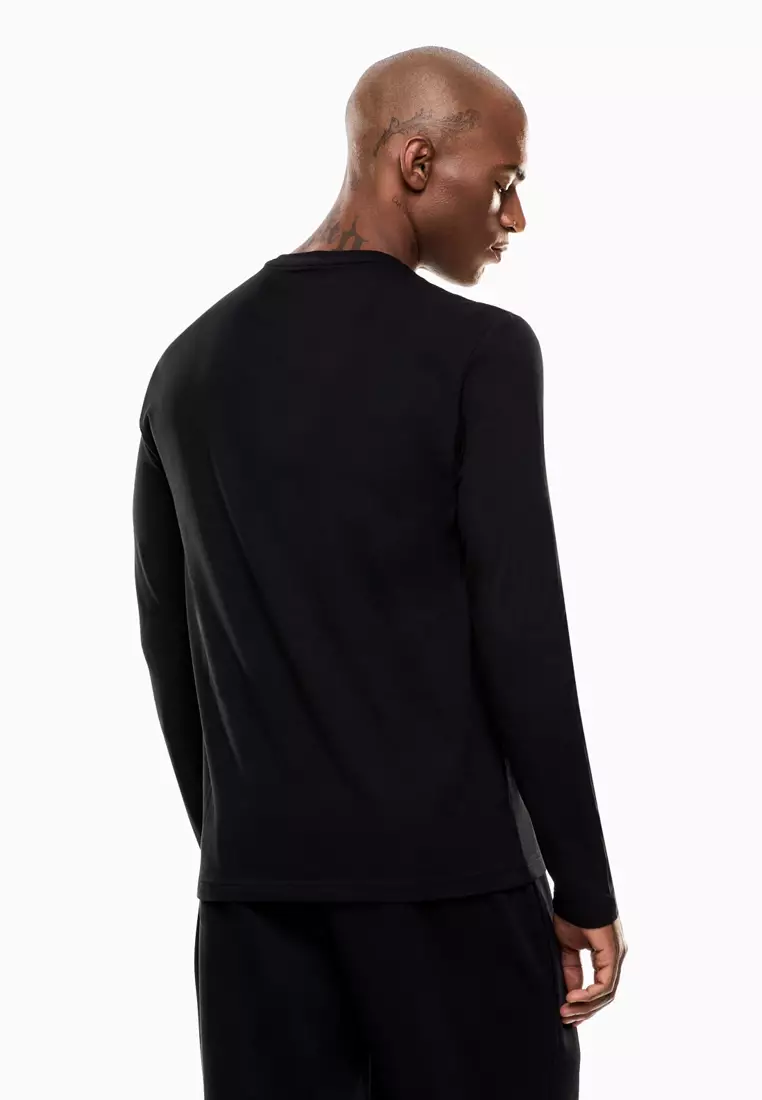 男士長袖T恤黑色7M000900 AF10373