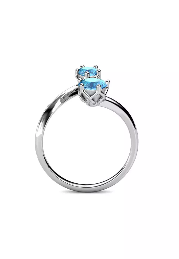 Birth Stone Ring December Blue Topaz WG - Cincin Crystal by Her Jewellery
