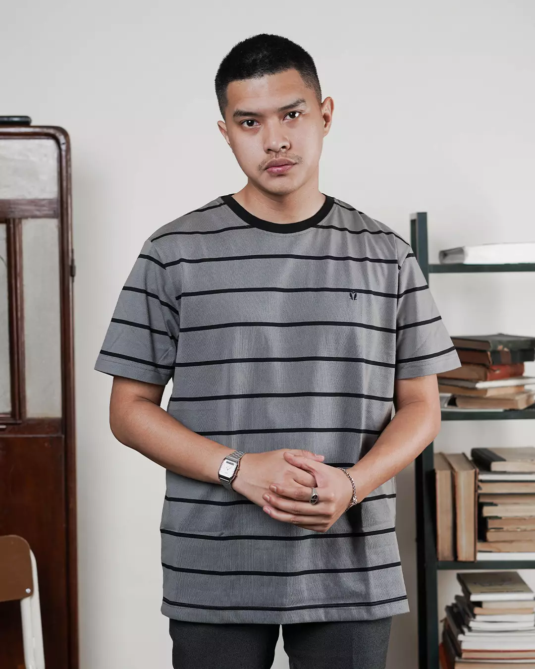 MATSUDA T Shirt Pria Kaos Stripe Ogaki