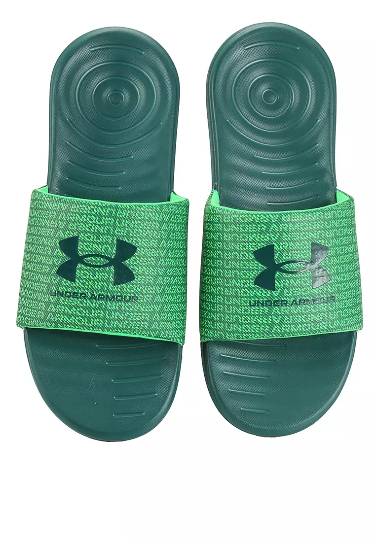 Green under armour on sale slides