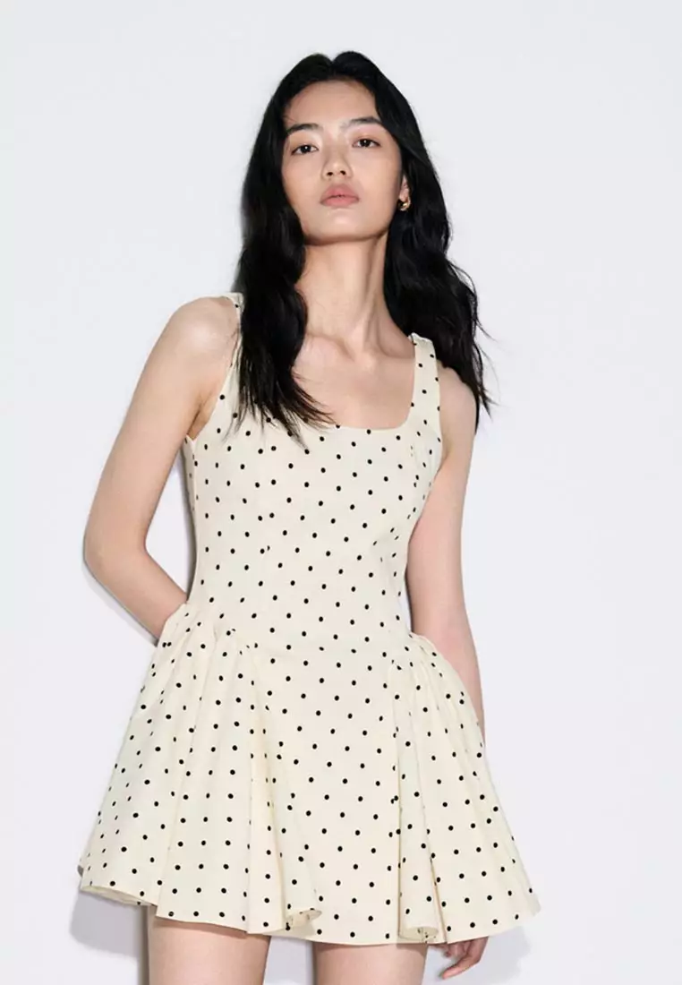 Buy Urban Revivo Square Neck Polka Dot Strappy A-Line Cotton Mini Dress ...