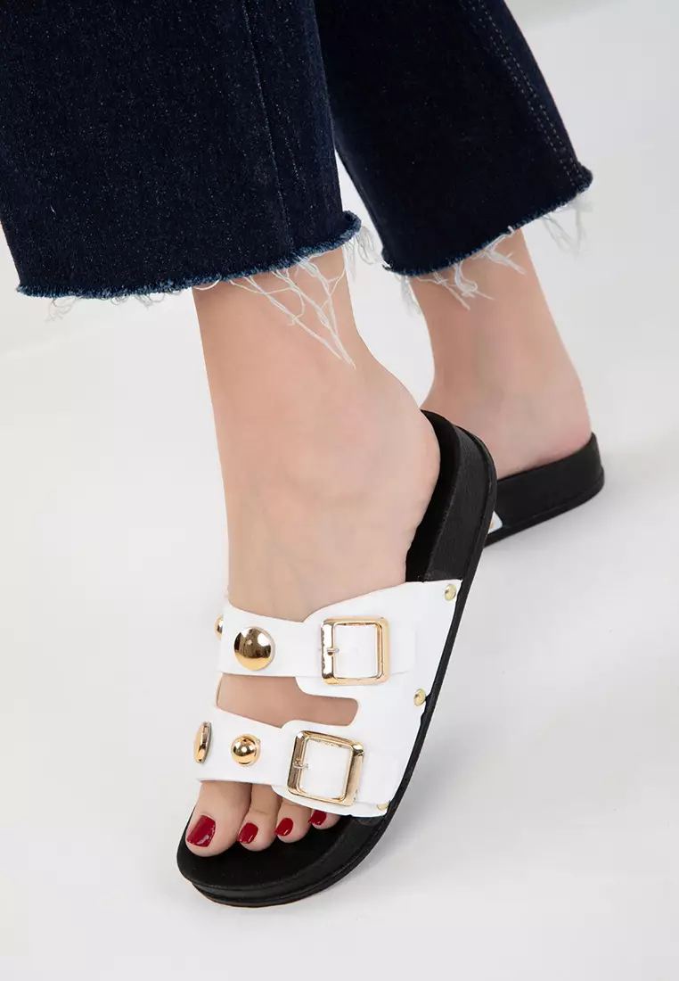 Black-White Women's Slippers 20490
