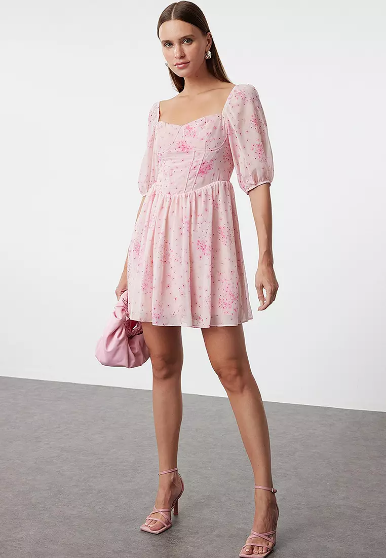 Balloon Sleeve Mini Dress