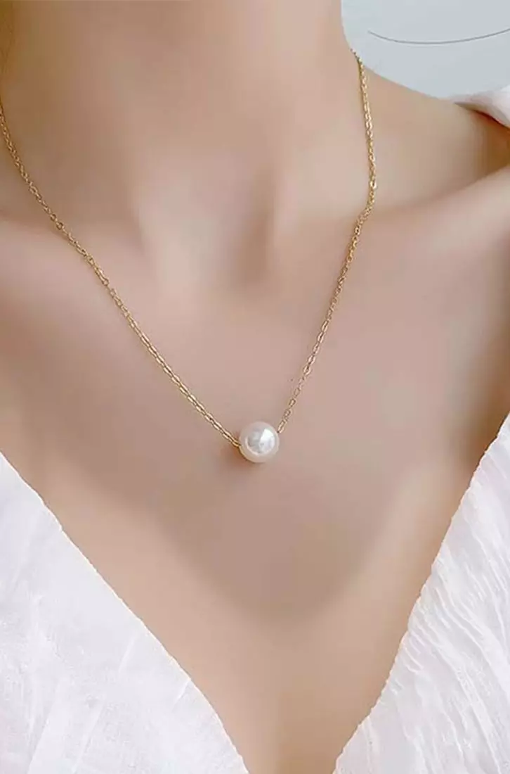 YOUNIQ PEARLY Pearl 18K Gold Titanium Necklace
