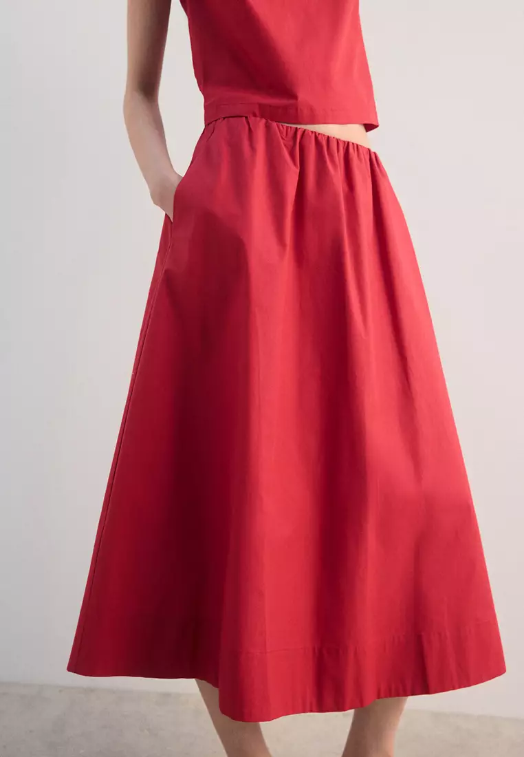 Midi Cotton Skirt With Pleats