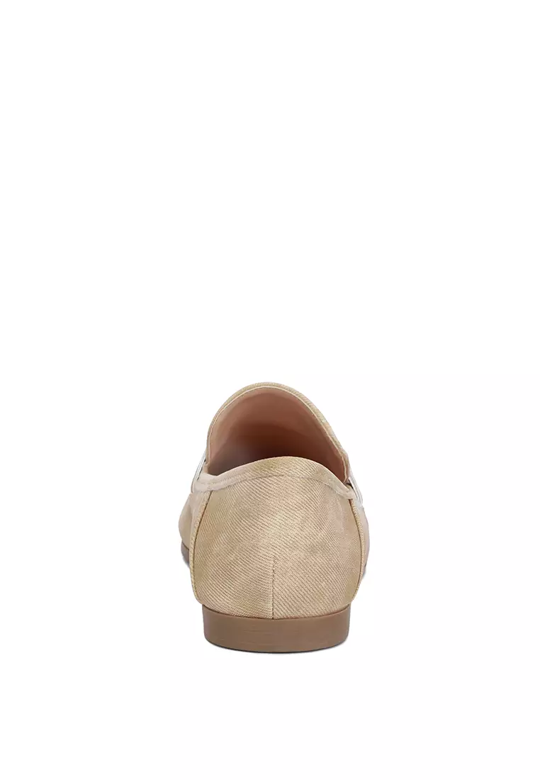 Horsebit Canvas Loafers in Beige