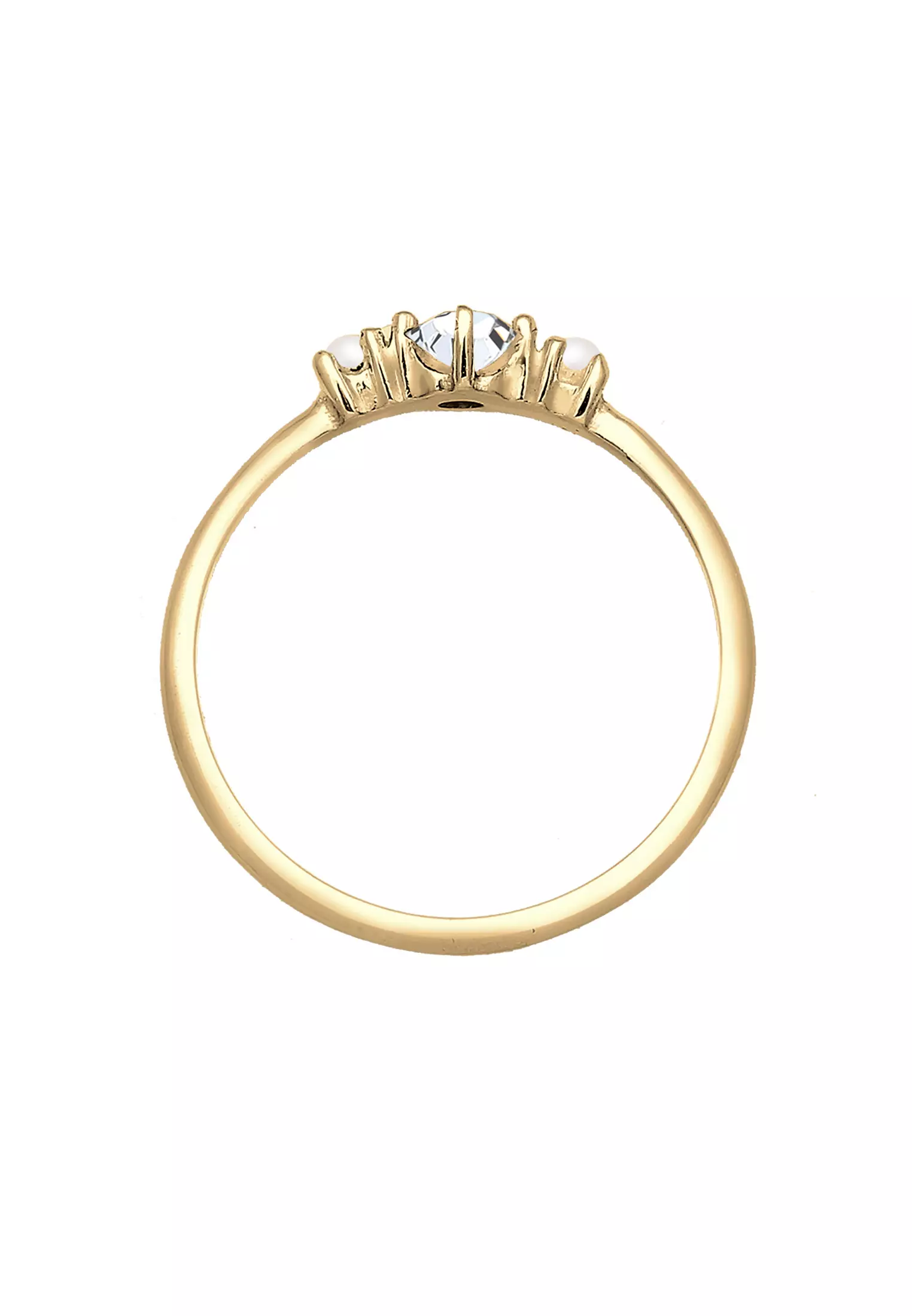 Ring Synthetic Pearls 925 Sterling Silver Gold Plated