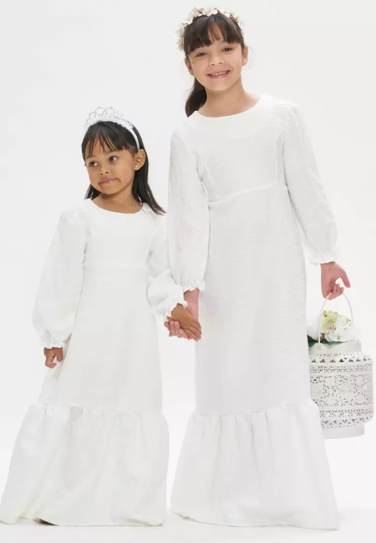 Girls long clearance white dress