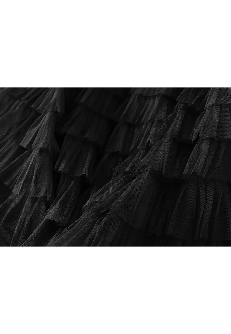 Spring/Summer Pleated Mesh Tiered Skirt AF2210