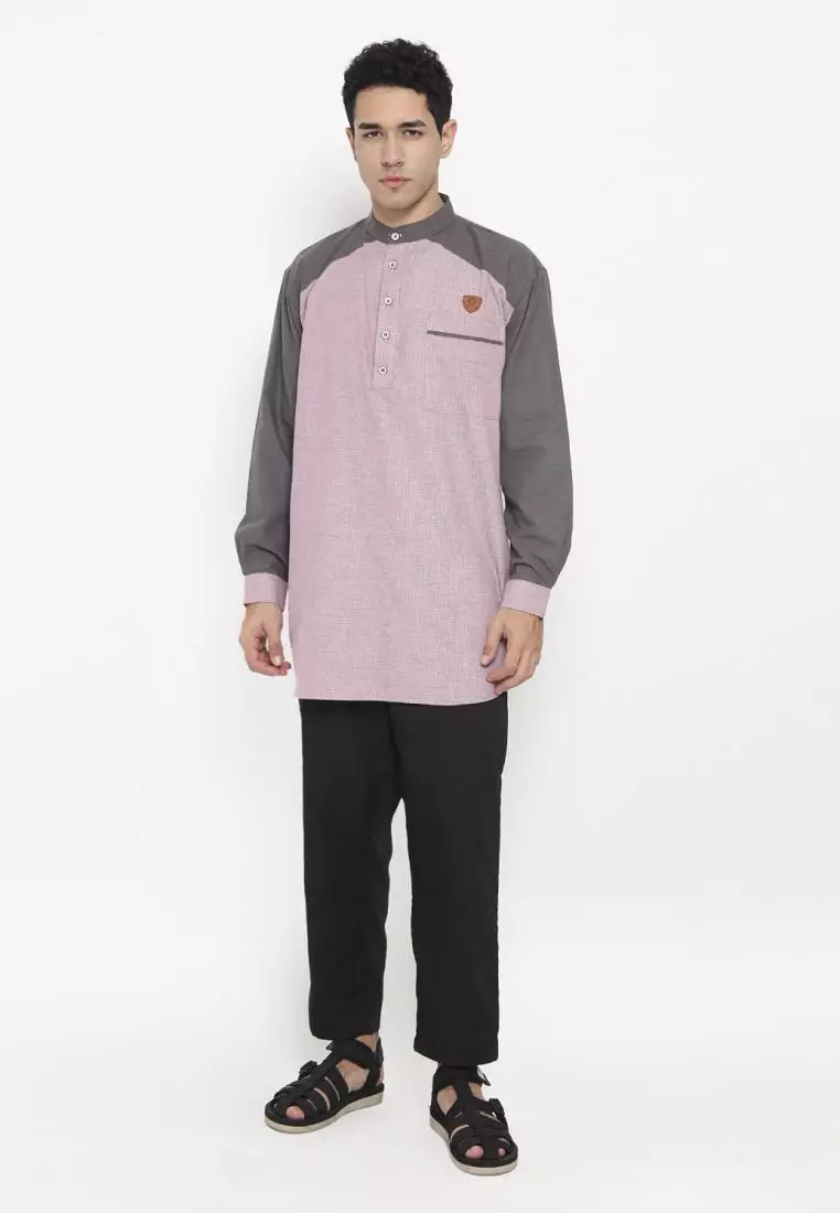 Zayidan Baju Koko Gamis Muslim Pria Zahir - Pink
