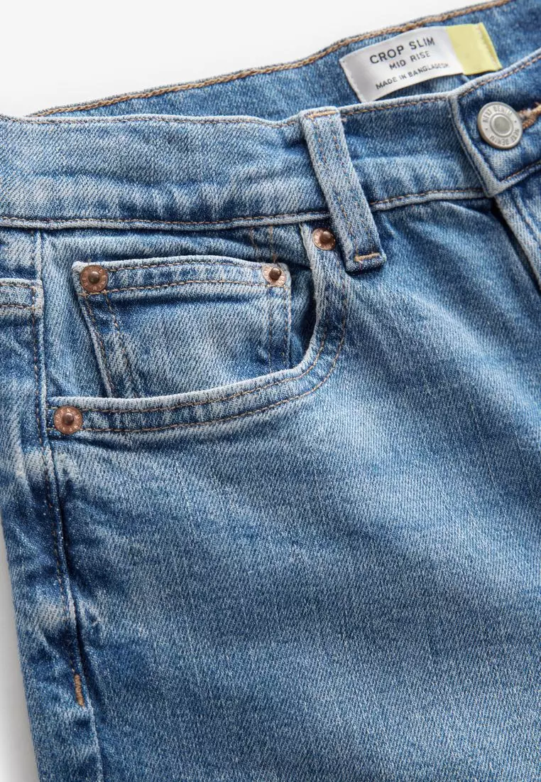 Cropped Denim Capri Shorts