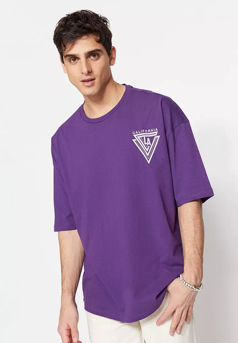 Wide Cut Crew Neck Short Sleeve Urban Print T-Shirt
