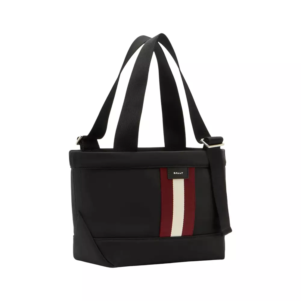 Code Nylon Top Tote Bag Black Red