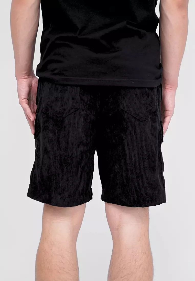 Ryusei Celana Cargo Pendek Corduroy Hitam Short Pants Premium Daily Wear