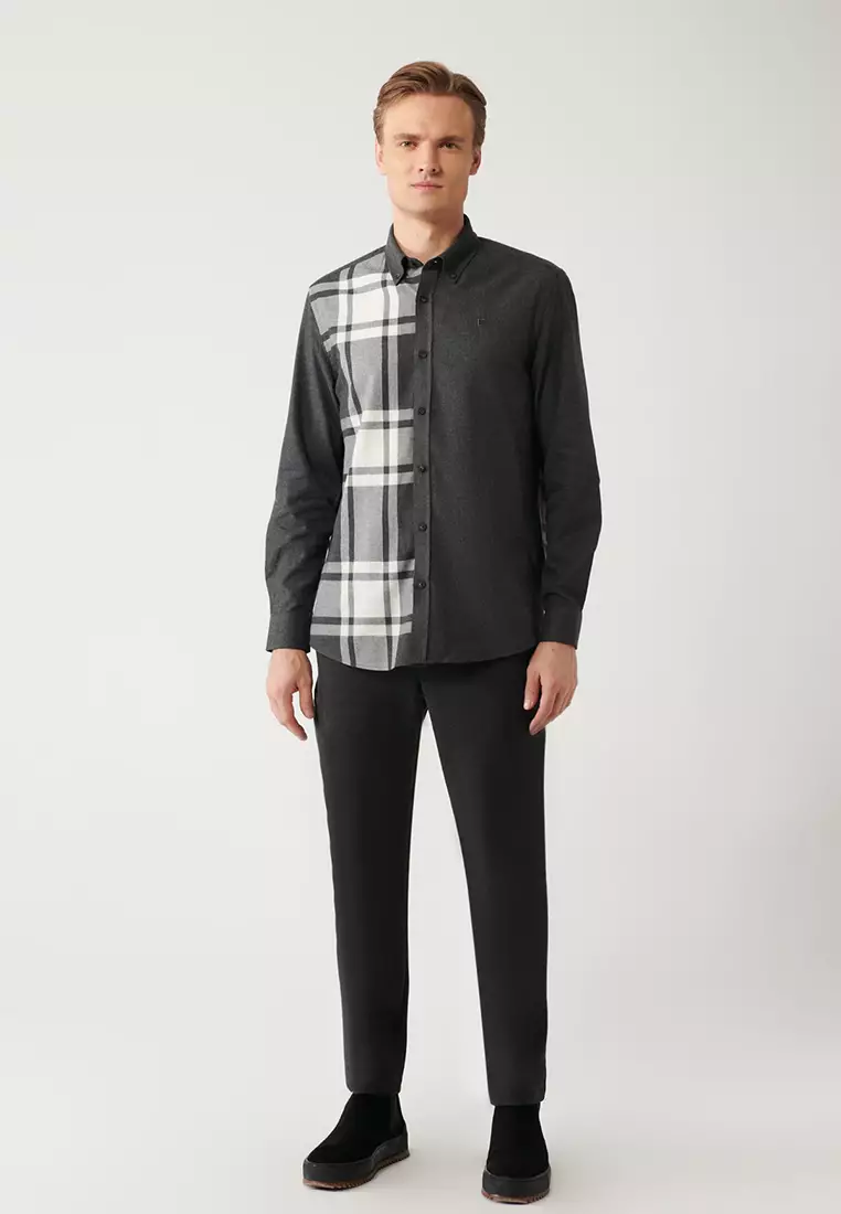 Men's Black Plaid Flannel Lumberjack Shirt A32Y2119