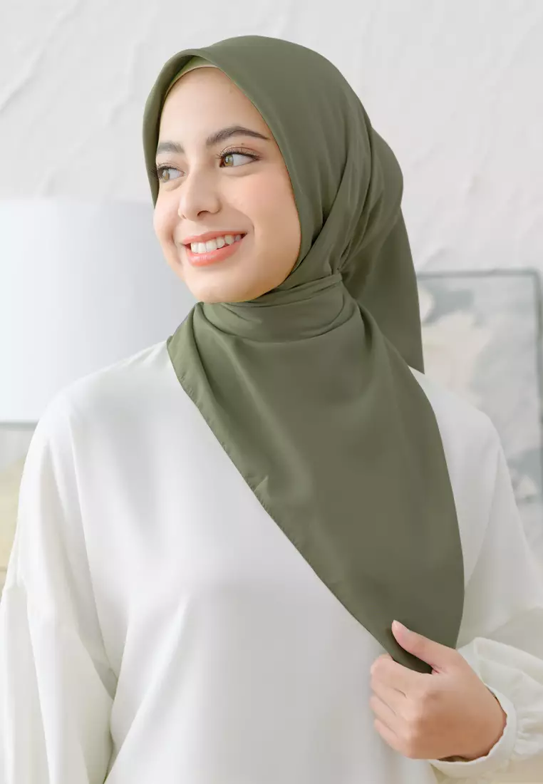 Hana Voal (Hijab Voal Segiempat Polos) Army