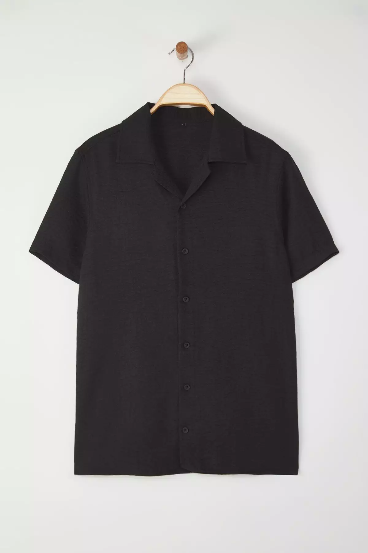 Black Regular Fit Linen Look Loose Loose Shirt TMNSS25GO00075