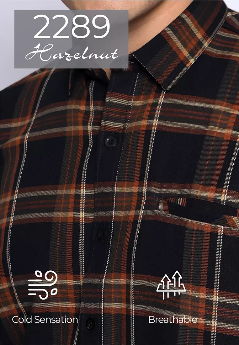 Simple Perfect Kemeja Chicago Pria Lengan Pendek Exclusive Motif Kotak 2293 Brown