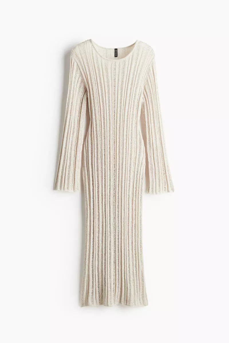 Ladder-stitch-look knitted dress