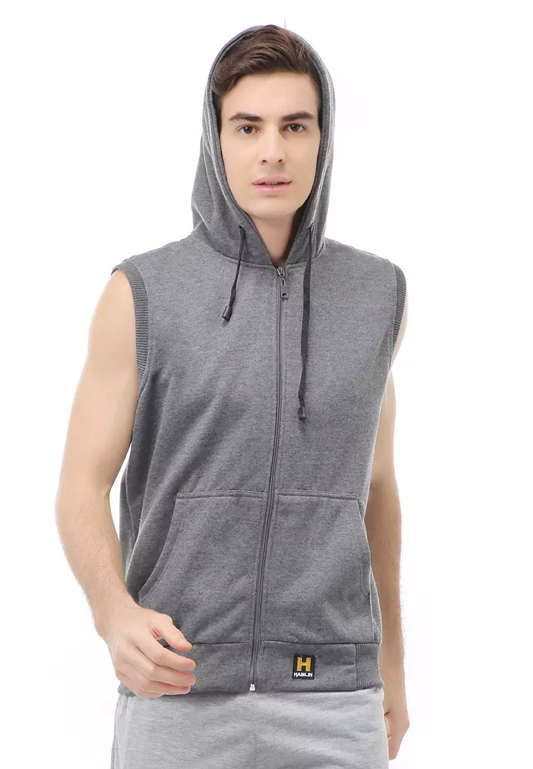 Clover Jacket Pria Rompi Zipper Polos Material Fleece ORIGINAL - Dark Grey