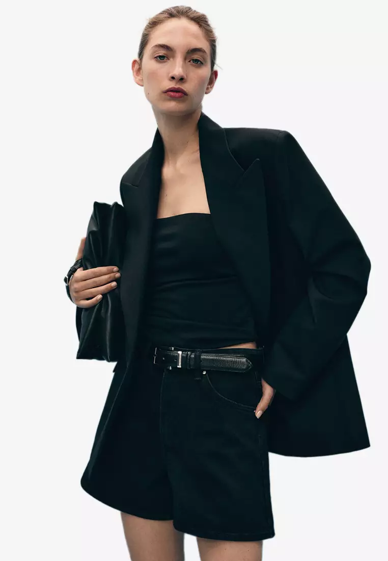 High-Waisted Straight-Fit Denim Shorts