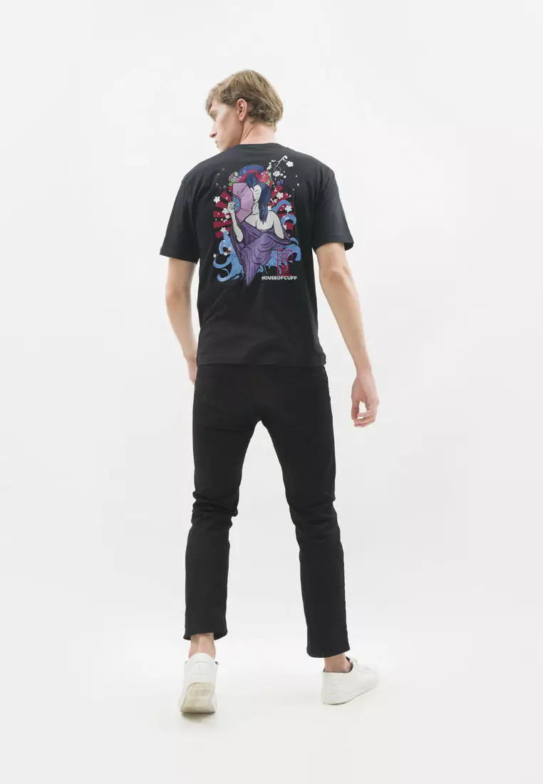 Kaos hitam t shirt polos houseofcuff motif A Geisha READY HINGGA 4XL