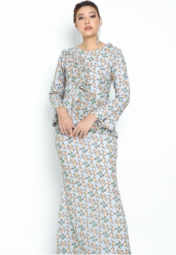 Buy Dove Ruffles Kurung In Silver Grey from OWLBYND in Grey only 229
